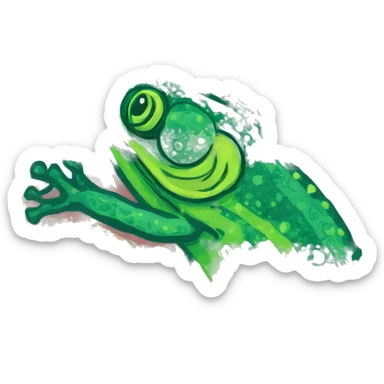 Emerald Abstract quirky funky made of different shapes gecko and squiggles linocut multicoloured illustrations  sticker