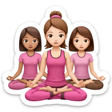 3 girls meditating dressing pink and brown clothers sticker