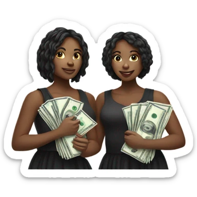 Pretty black twins with money sticker