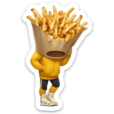 Poutine portant un pull nike sticker