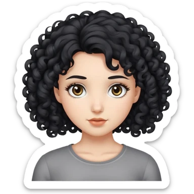 a girl with curly black hair and gray eyes  sticker