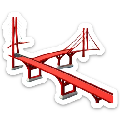 advanced modern island with advanced infrastructure, parks, contemporart buildings, and with a red bridge on one side sticker