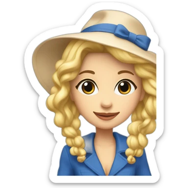 Une blonde avec un bonnet bleu et la Tour Eiffel derrière  sticker