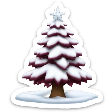 Snowy burgundy Christmas tree sticker