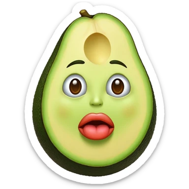 un aguacate con cara y labios grandes  sticker