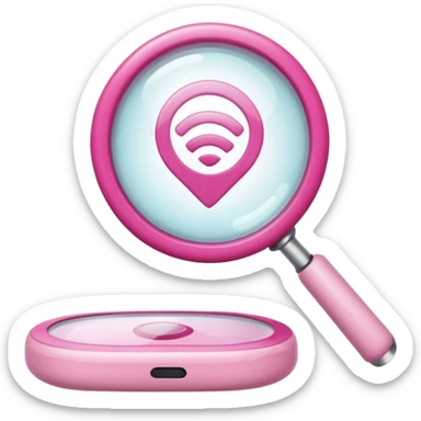 mix light pink dark pink and white girly wifi internet with a magnifying glass sticker