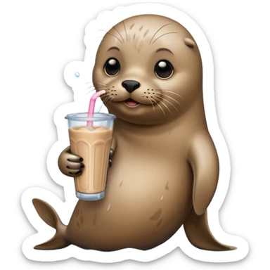 Seal drinking a protein shake sticker