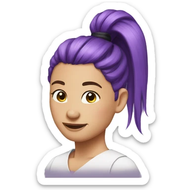 purple hair pony tail bun sticker