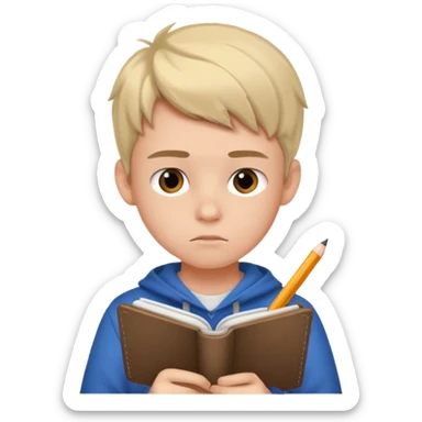 Teen boy drawing in notebook sticker
