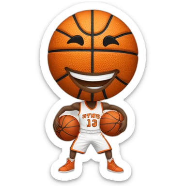 basketball with a smile sticker