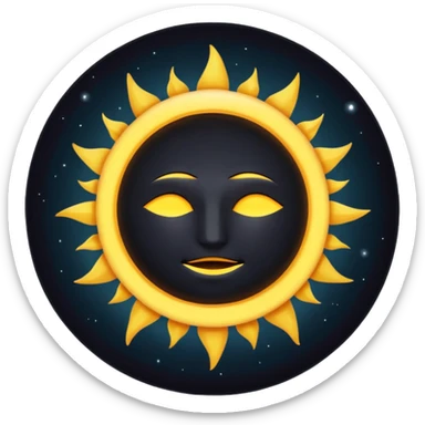 Eclipse – Dark moon covering sun, glowing corona, no face sticker