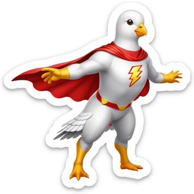 white pigeon wearing Flash superhero suit sticker