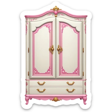 Vintage white wardrobe with pink details sticker