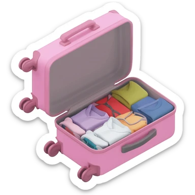 pastel pink suitcase full of clothes from a 45 degree angle sticker