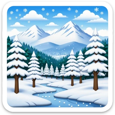 painting with snowing landscape sticker