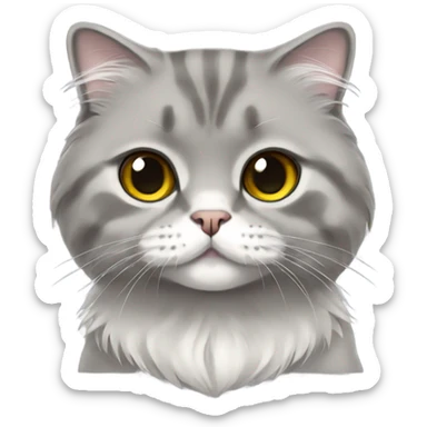 scottish fold cat gray long-haired  sticker