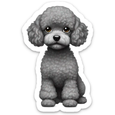 gray toy poodle sticker