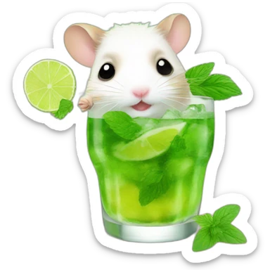 hamster on a weel drinking mojito sticker