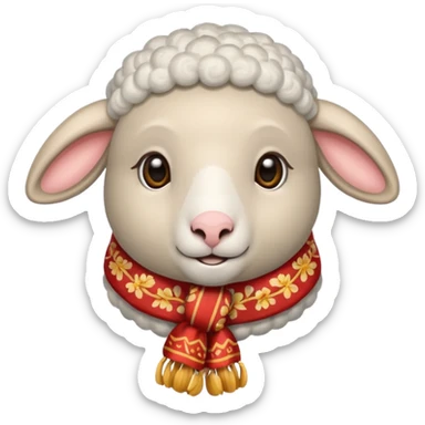 sheep with decorative scarf sticker