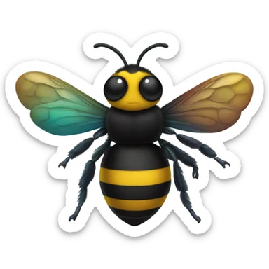 A bumblebee with the colors and tail of a peacock sticker