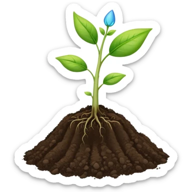 A small green plant sprouting from soil, growing upwards, with a blue progress bar above it indicating growth sticker
