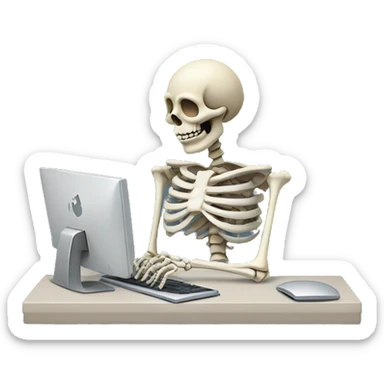 Skeleton on a computer sticker