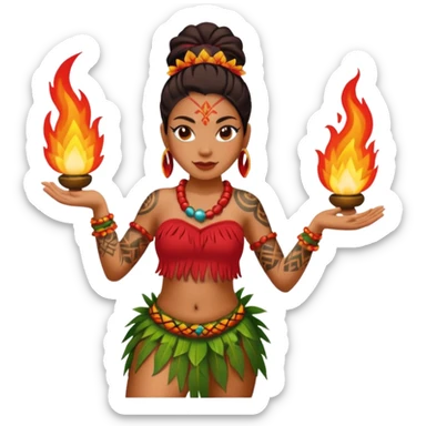 hawaiian female fire dancer with tattoos sticker