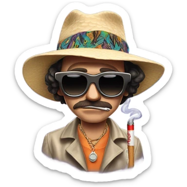 Fear and Loathing in Las Vegas, smoking, cigarette holder, psychedelic, bats sticker