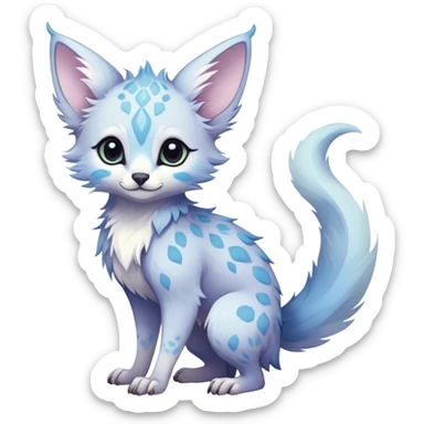 Feral Rare Fantasy ethereal cute pastel Vernid-Trico-species by LiLaiRa, random markings, tufted tail, tufted ears, full body sticker