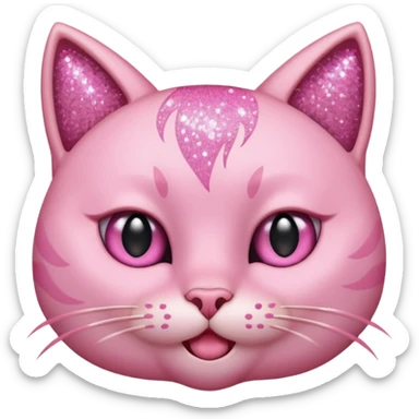 pink cat with glitter winking its right eye sticker