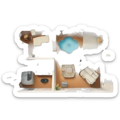 a drone top down shot of an airbnb appartement sticker