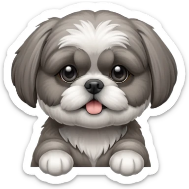 cute all grey shih tzuh behind window blinds pulling them open with one paw and PEEKING through the slit between the blinds sticker