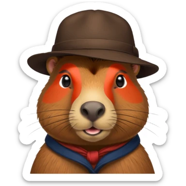 Realistisk Capybara med hat sticker