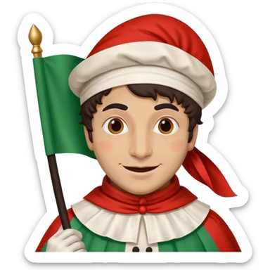pulcinella con bandiera italiana sticker