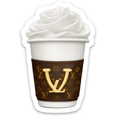 Startbucks cup with Louis Vuitton logo sticker