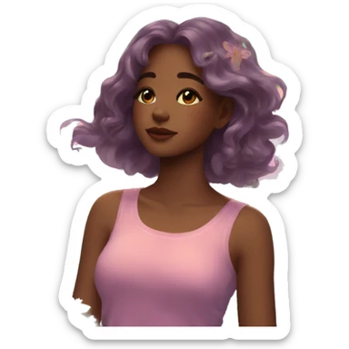 Dreamy pretty shiny colorful girl in nature aesthetic sticker