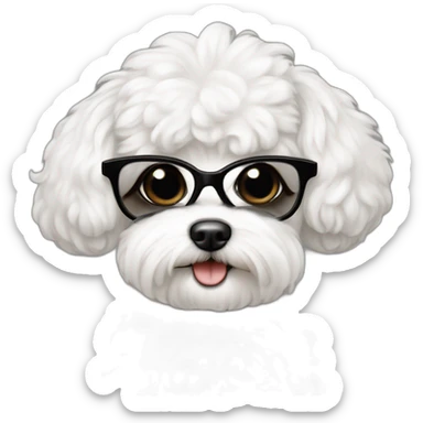 mujer gafas y perro bichon maltés blanco sticker