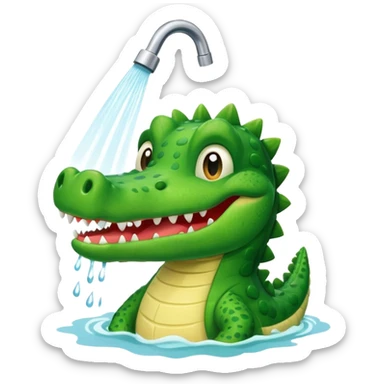 Cute crocodile is showing under the shower like game Where's my water sticker