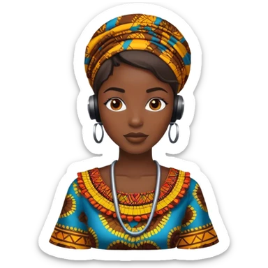 African female customer support agent wearing ankara sticker