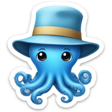 cute blue octopus in a hat sticker