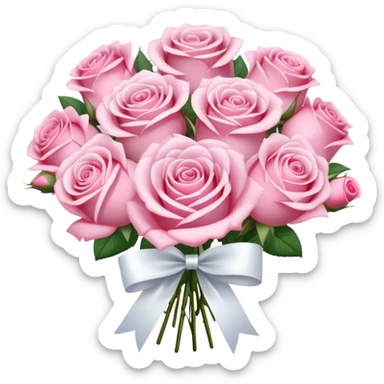 A sparkly romantic beautiful cute pretty aesthetic soft-pink bouquet of roses with a ribbon sticker