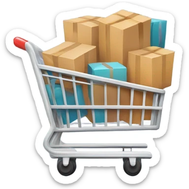 Online shopping cart logo stuff with boxes sticker