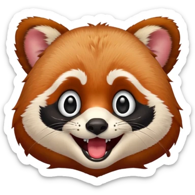 only the face of a red panda laughing emoji style with the laughing tears  sticker