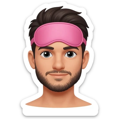 Sleep eye mask pink on man with dark hair and goatee sticker