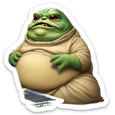 Jabba the Hutt from Star Wars with a laptop sticker