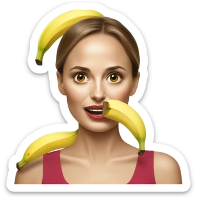 Natalie Portman with a banana in her mouth sticker