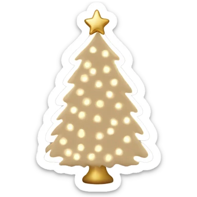 A beige christmas tree with gold lights  sticker