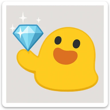 Edit the yellow blob character to hold a sparkling diamond instead of a star, keeping the same style and expression as the original image. sticker