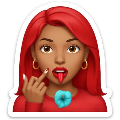 Big lips long nails bestie circle head biting her 1 nail sticker