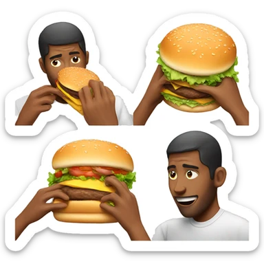 someone tasting a burger sticker